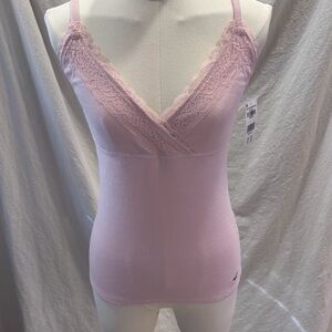 Hollister Pink Wrap Lace Layering Cami Tank Top V Neck Size Medium NWT